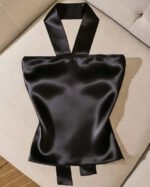 Women's Black Sleeveless Halter Neck Summer Blouse