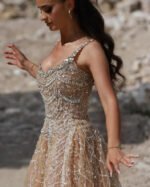 Bling Beaded Spaghetti Strap A-Line Prom Dress