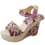 Women's Platform Wedge Sandals with Lace Straps