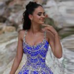 Bling Beaded Spaghetti Strap A-Line Prom Dress