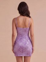 Sparkly Floral Sequin Bow Mini Homecoming Dress