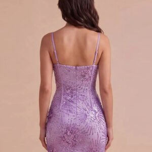 Sparkly Floral Sequin Bow Mini Homecoming Dress