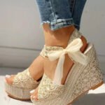 Women's Platform Wedge Sandals with Lace Straps