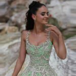 Bling Beaded Spaghetti Strap A-Line Prom Dress