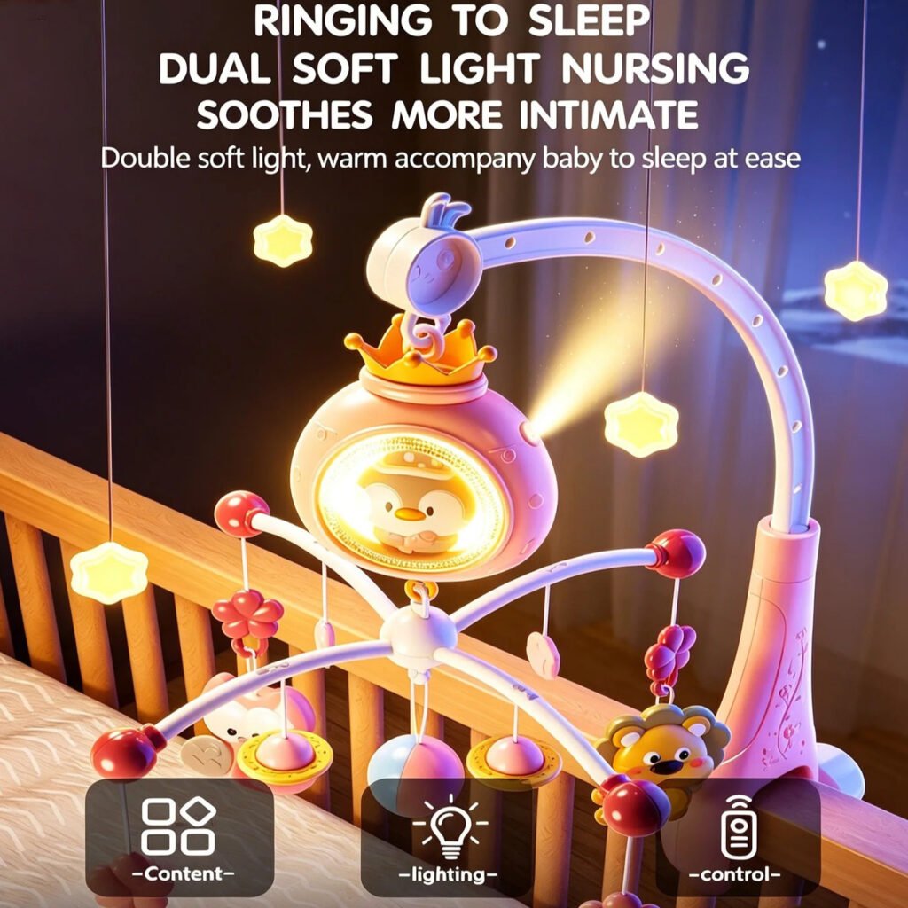 Baby Crib Mobile with Remote Control and Night Light