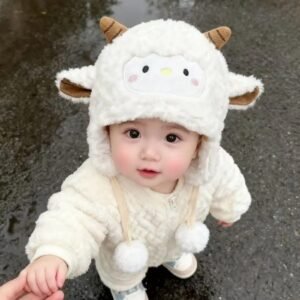 Cute Sheep Plush Winter Beanie Hat for Toddlers