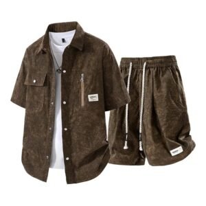 Men's Casual Short Sleeve Shirt and Shorts Set