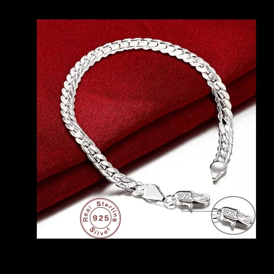 925 Sterling Silver Flat Chain Bracelet 925 Sterling Silver Flat Chain Bracelet