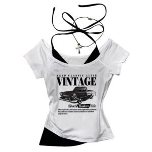 Women's Vintage Car Graphic Cropped T-Shirt