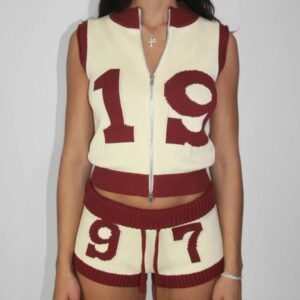 Women's Contrast Knit Cardigan & Shorts Set