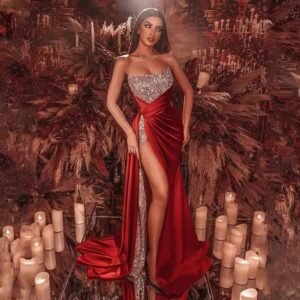 Women's Luxury Sequin Off-Shoulder High-Split Dress