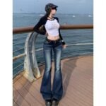 Y2K High-Waist Flared Bootcut Jeans for Women