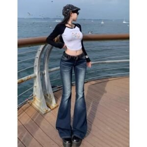 Y2K High-Waist Flared Bootcut Jeans for Women