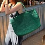 Large Handwoven Rattan Tote Bag for Women
