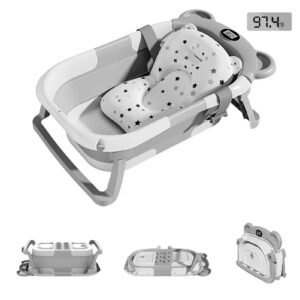 Collapsible Baby Bath with Thermometer and Cushion
