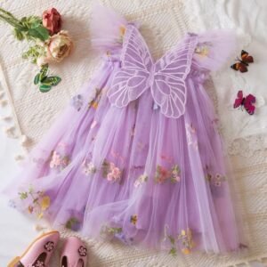 Girls' Summer Lace Floral Princess Dress