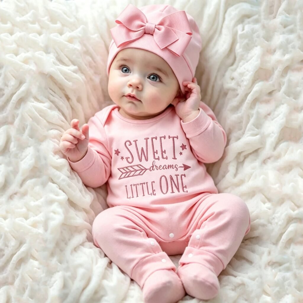 Newborn Photography Romper with Bow Hat