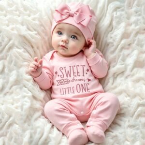 Newborn Photography Romper with Bow Hat