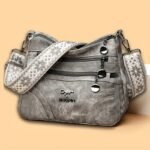 Spacious Women's Multi-Pocket Leather Crossbody Bag