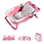 Collapsible Baby Bath with Thermometer and Cushion