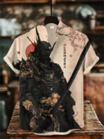 Men's 3D Cat Print Linen Short Sleeve Casual Shirt