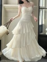 Women's Ruffle Spaghetti Strap Long Summer Party Dress