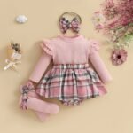 Baby Girls Plaid Bodysuit Skirt Outfit Set