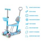 Kids Three-Wheel Scooter with Seat and LED Wheels