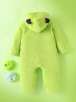 Baby Monster Embroidered Plush Jumpsuit with Ear Hat
