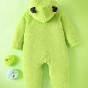Baby Monster Embroidered Plush Jumpsuit with Ear Hat