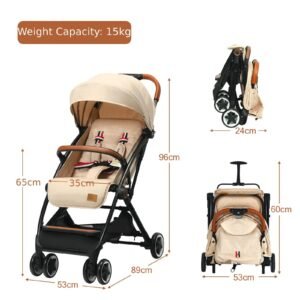 Portable Baby Stroller with One-Hand Folding