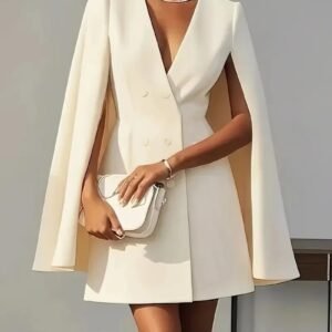 Double-Breasted Shawl Cloak Suit Dress for Women