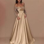 Women's Sequin Off-Shoulder Long Sleeve Evening Dress