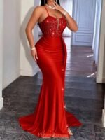Women's Sequin Cutout Mermaid Train Evening Gown