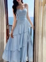 Women's Ruffle Spaghetti Strap Long Summer Party Dress