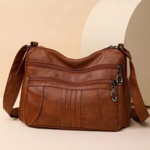 Vintage Leather Women's Multi-Pocket Crossbody Bag