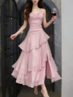 Women's Ruffle Spaghetti Strap Long Summer Party Dress