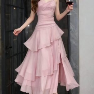 Women's Ruffle Spaghetti Strap Long Summer Party Dress