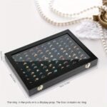Glass Cover Ring Display Box with Grooved Ring Holder