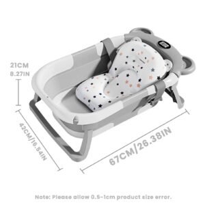 Collapsible Baby Bath with Thermometer and Cushion