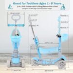 Kids Three-Wheel Scooter with Seat and LED Wheels