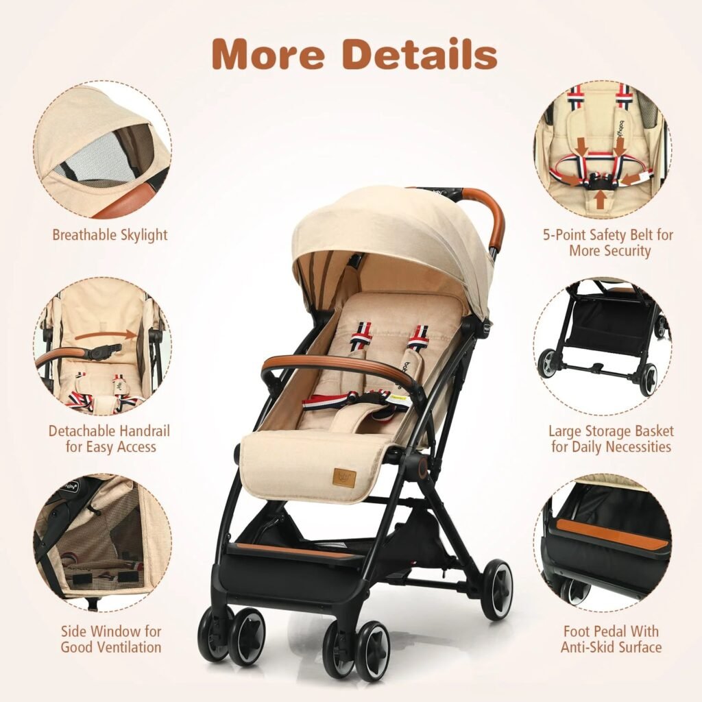 Portable Baby Stroller with One-Hand Folding