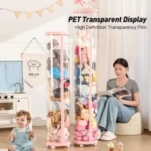 Transparent Plush Toy Storage Box with Zipped Lid