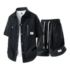 Men's Casual Short Sleeve Shirt and Shorts Set