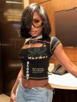 Women's Y2K Hollow Out Printed Crop Top