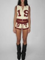 Women's Contrast Knit Cardigan & Shorts Set