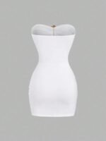 Women's Strapless Bustier Mini Dress with Metal Buckle