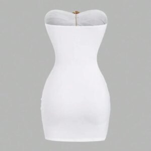 Women's Strapless Bustier Mini Dress with Metal Buckle