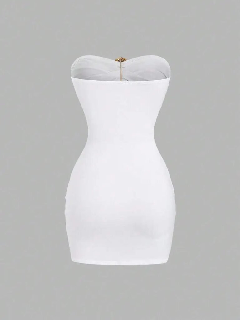 Women's Strapless Bustier Mini Dress with Metal Buckle