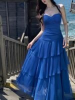 Women's Ruffle Spaghetti Strap Long Summer Party Dress